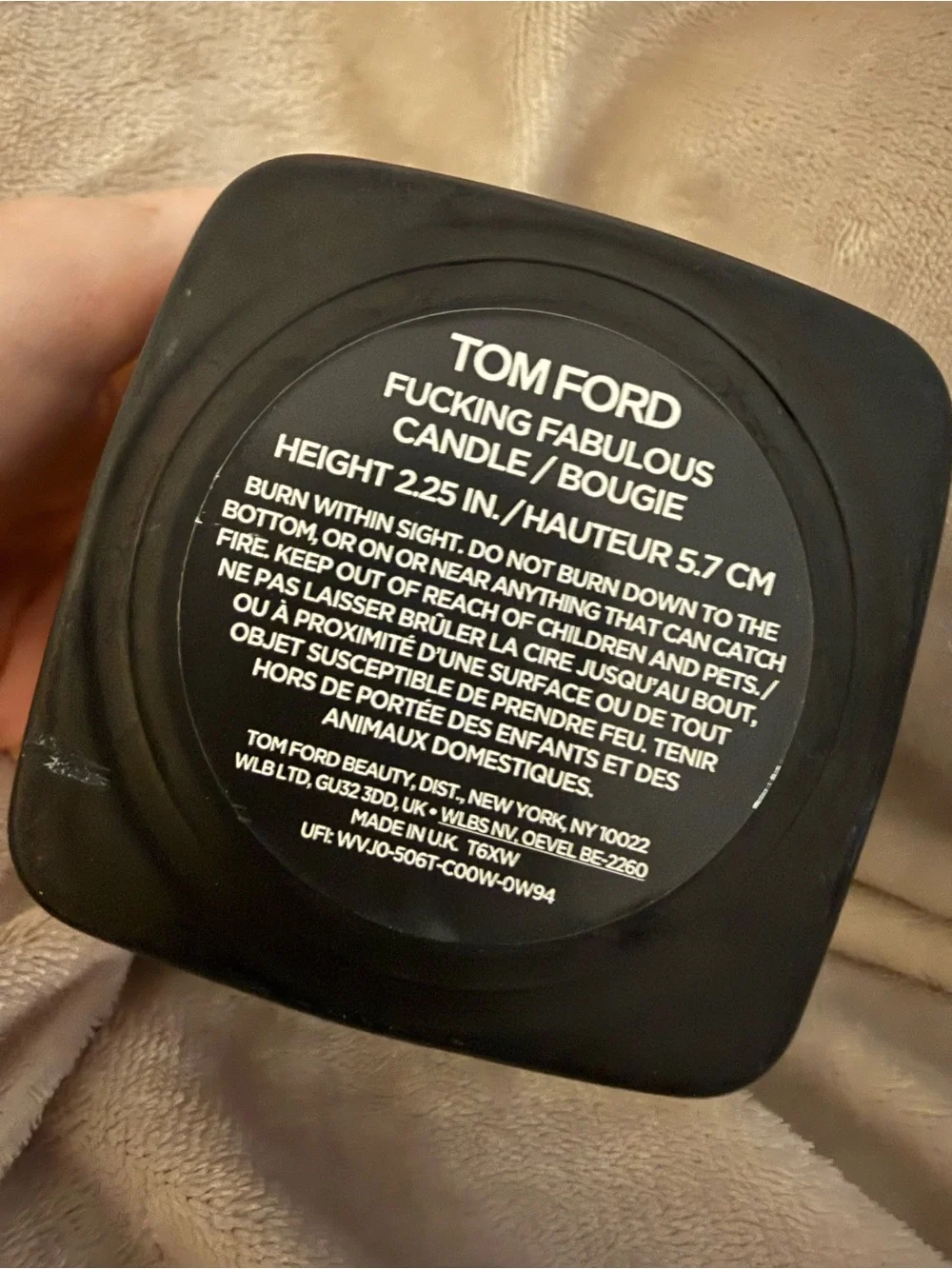 Tom Ford F*cking Fabulous Empty Candle Jar Black Glass Vessel Luxury Decor